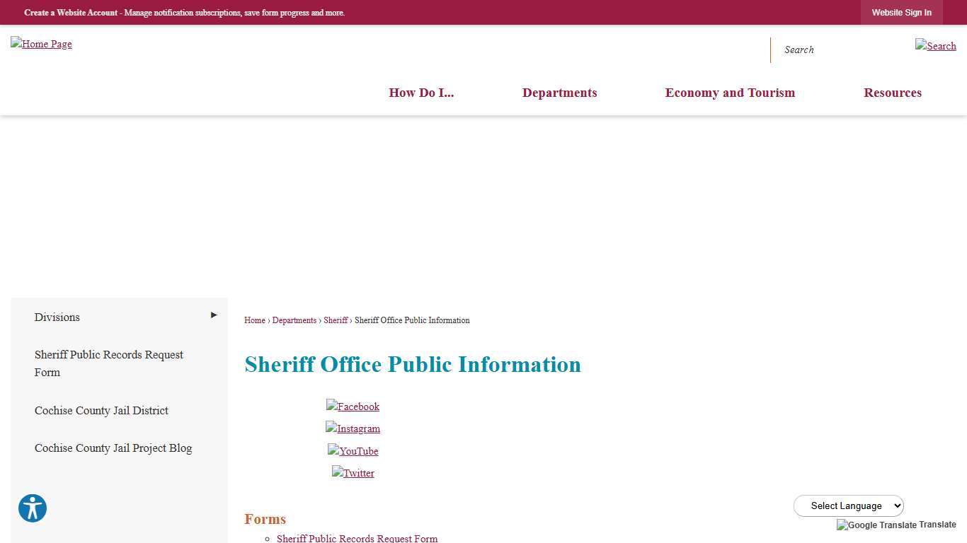 Sheriff Office Public Information | Cochise County, AZ