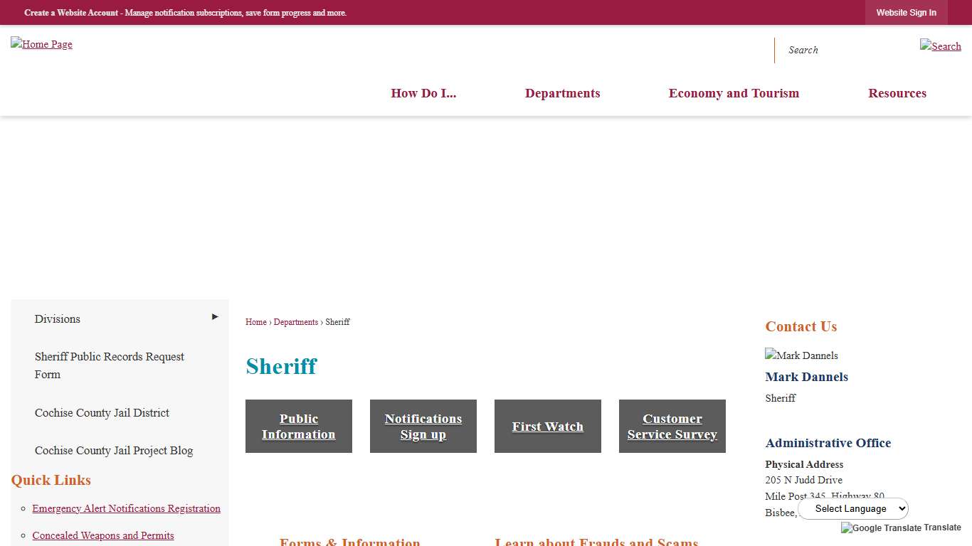 Sheriff | Cochise County, AZ